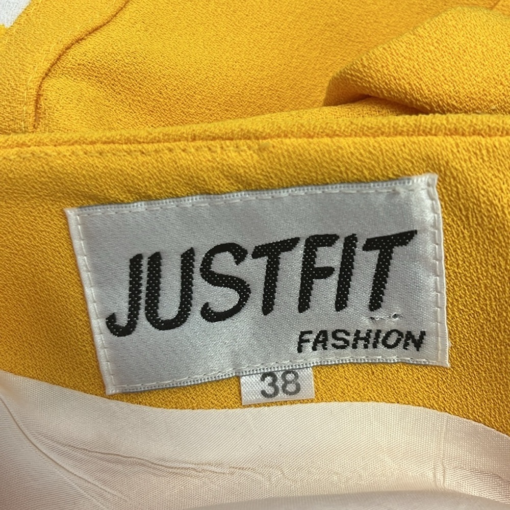 Retro Justfit Fashion Yellow Checkered Dress ~ 38 - Picture 6 of 6